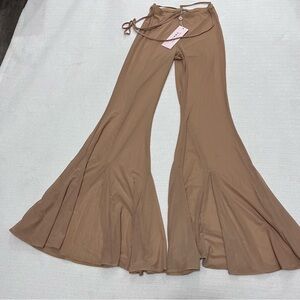 Oh Polly swim Brown Flared Palazzo Pants Sz Small